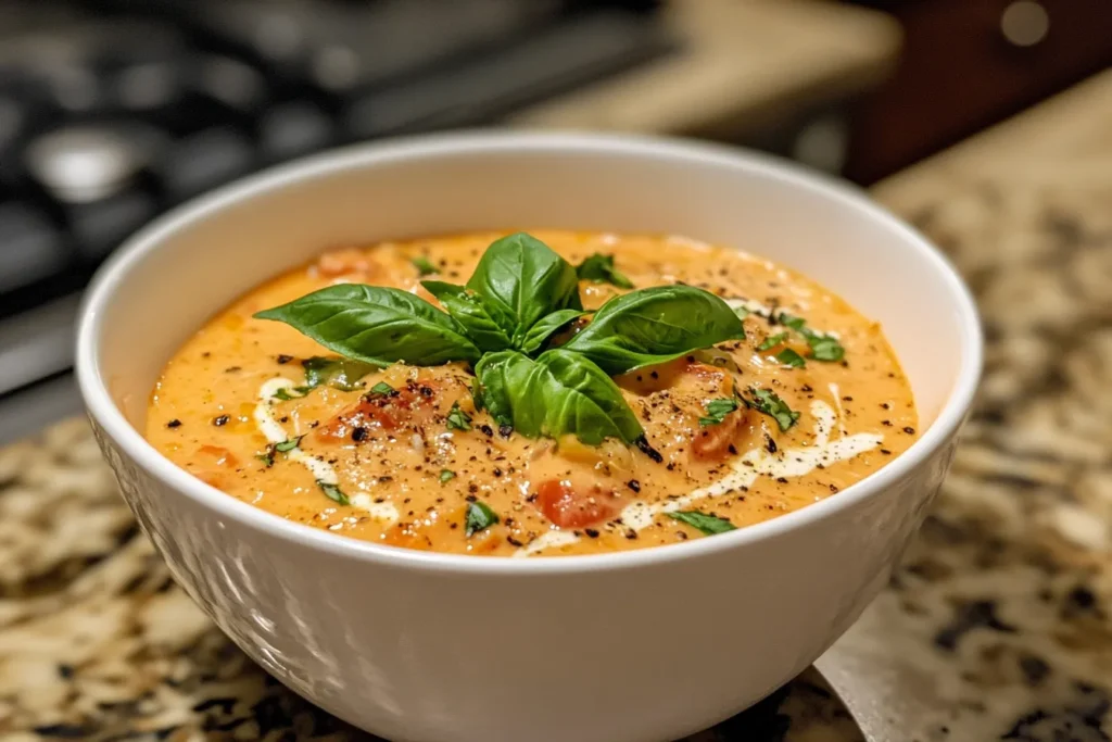 Delicious Creamy Tomato Basil Soup, a Classy Cooking Soup.